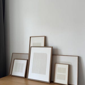 Minimalist Hand-Embroidered Meditative Wall Art in Oak Frame: Large Framed Textile Wall Art, Zen Wall Decor, Modern Tapestry in ivory color image 14