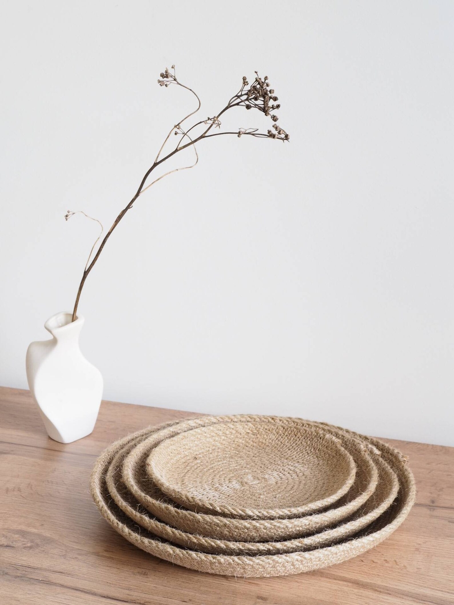 Set of 5 Wall Jute Baskets Basket Wall Decor Woven Wall Etsy