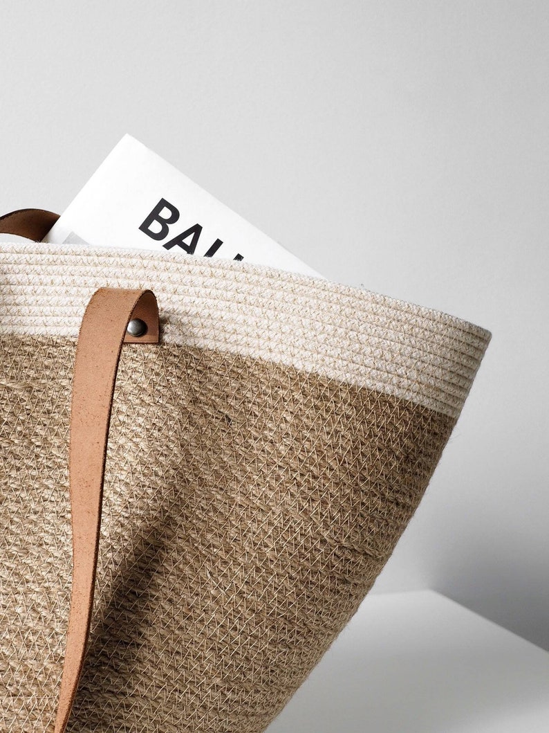 Jute tote, jute bag, jute basket, beach basket, beach bag, market bag, large tote bag, straw bag, jute market bag, seagrass bag, large bag image 5