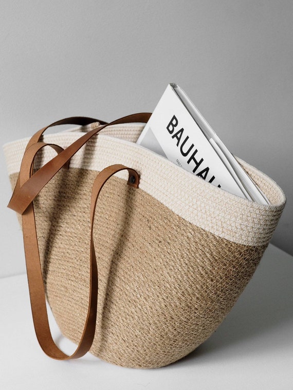 Bluenut Jute-Tote-Shopping-Bag-for-Women Large-Burlap-Beach-Tote-Bag  Farmers