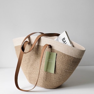 Jute tote, jute bag, jute basket, beach basket, beach bag, market bag, large tote bag, straw bag, jute market bag, seagrass bag, large bag image 10