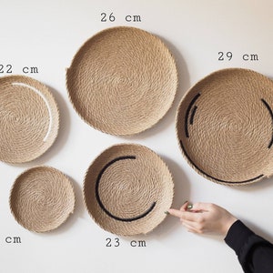 Set of 5 Jute Woven Wall Baskets: Bohemian Wall Plates, Seagrass wall decor, African wall hanging baskets set