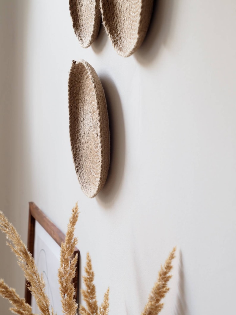 Set of 4 Wall Jute Baskets Basket Wall Decor Woven Wall Etsy