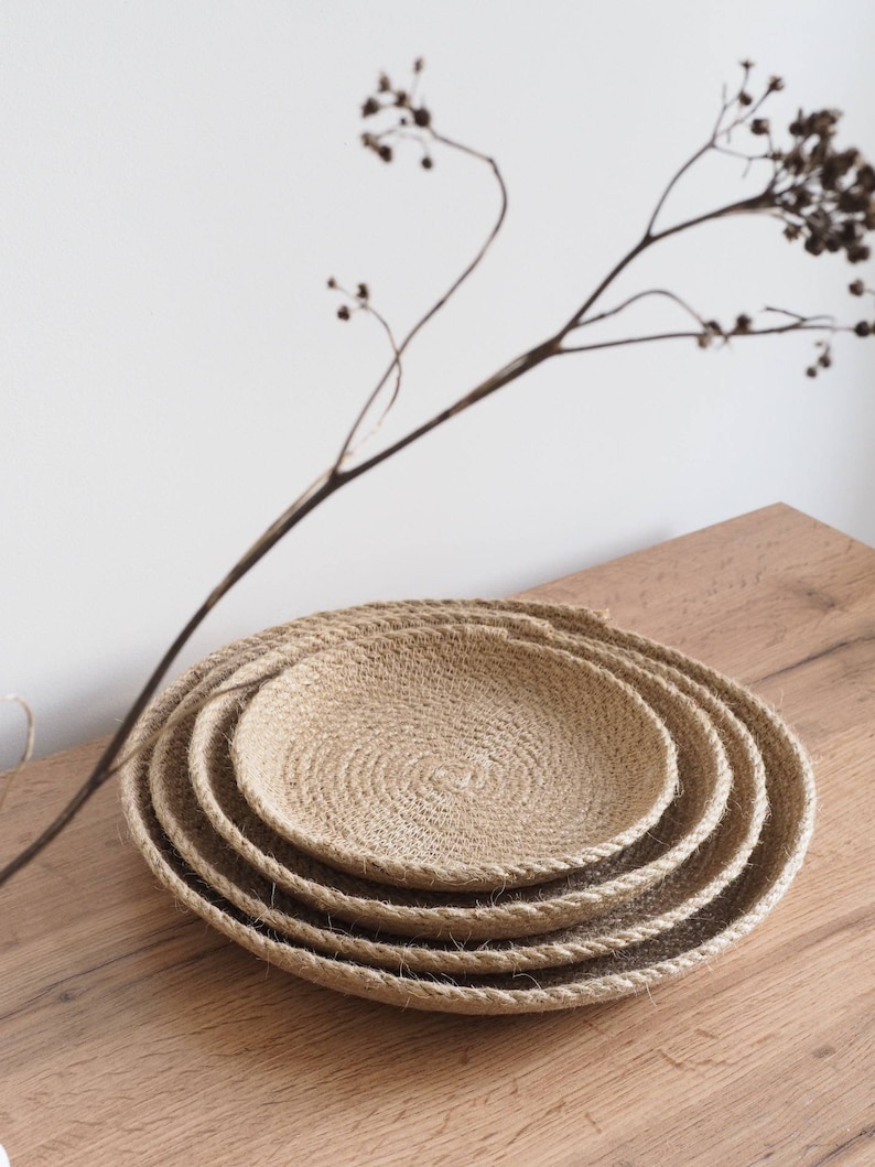 Set of 4 Wall Jute Baskets Basket Wall Decor Woven Wall Etsy
