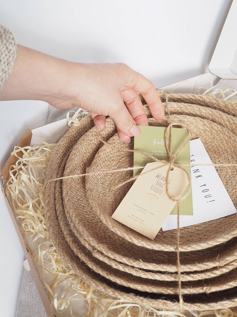 Set of 4 Wall Jute Baskets Basket Wall Decor Woven Wall Etsy