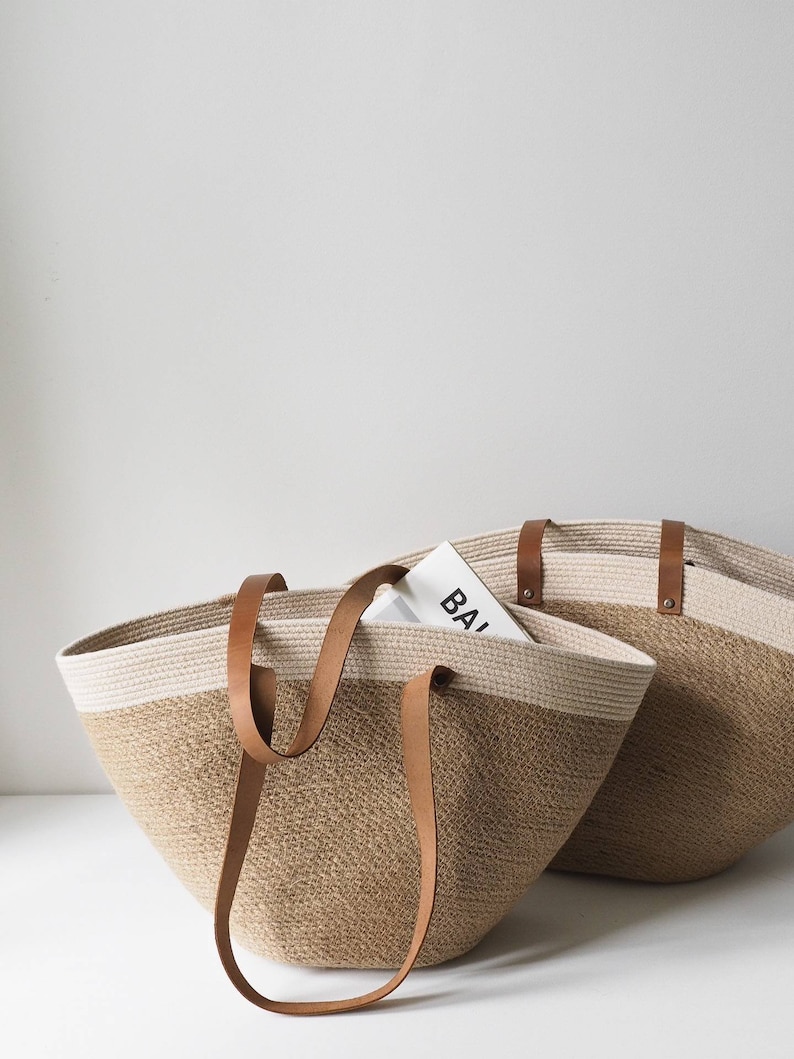 Jute tote, jute bag, jute basket, beach basket, beach bag, market bag, large tote bag, straw bag, jute market bag, seagrass bag, large bag image 3