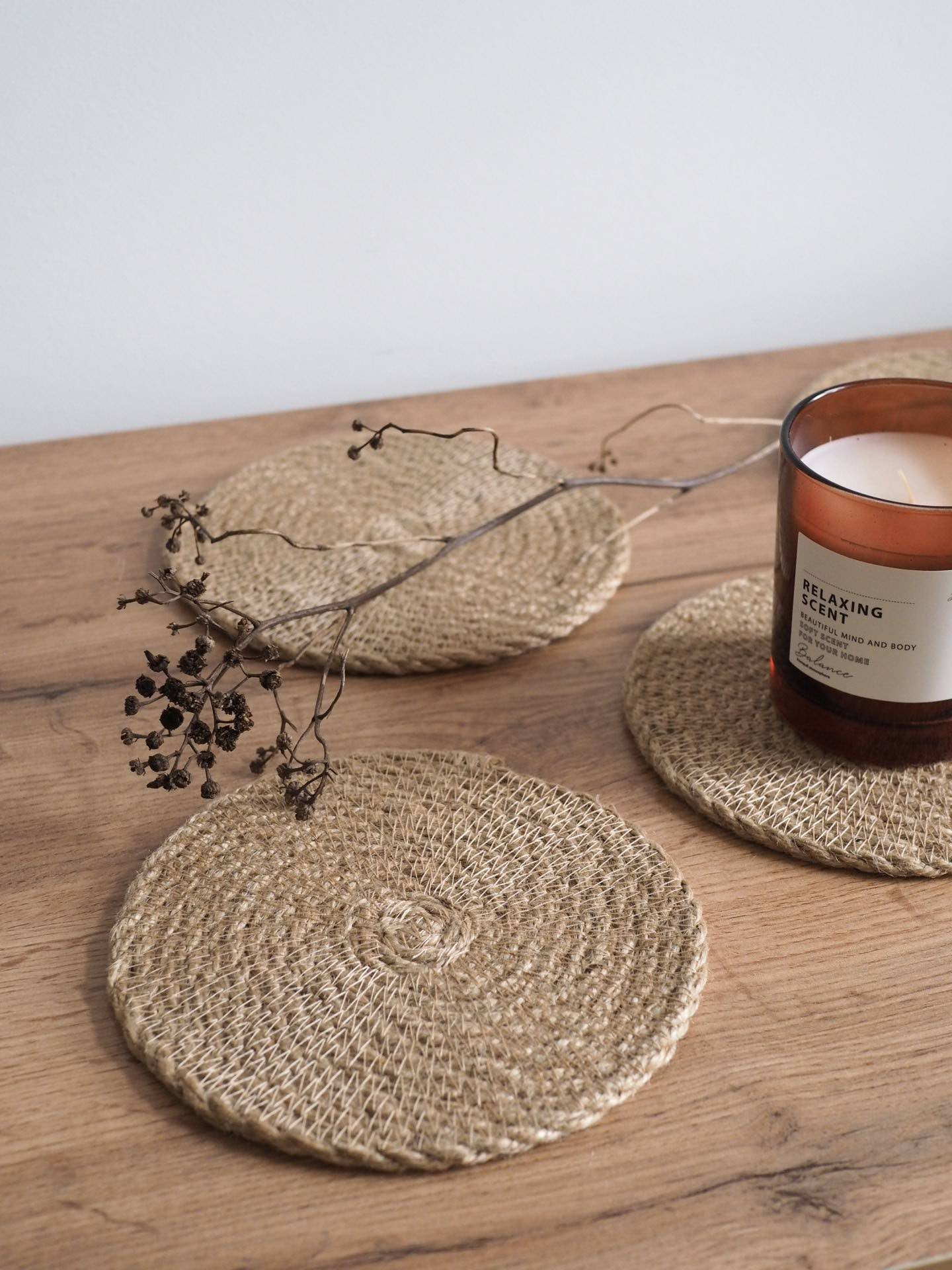 Set of 2 Jute Coasters Rustic Coastersrustic Jute Placemats Etsy