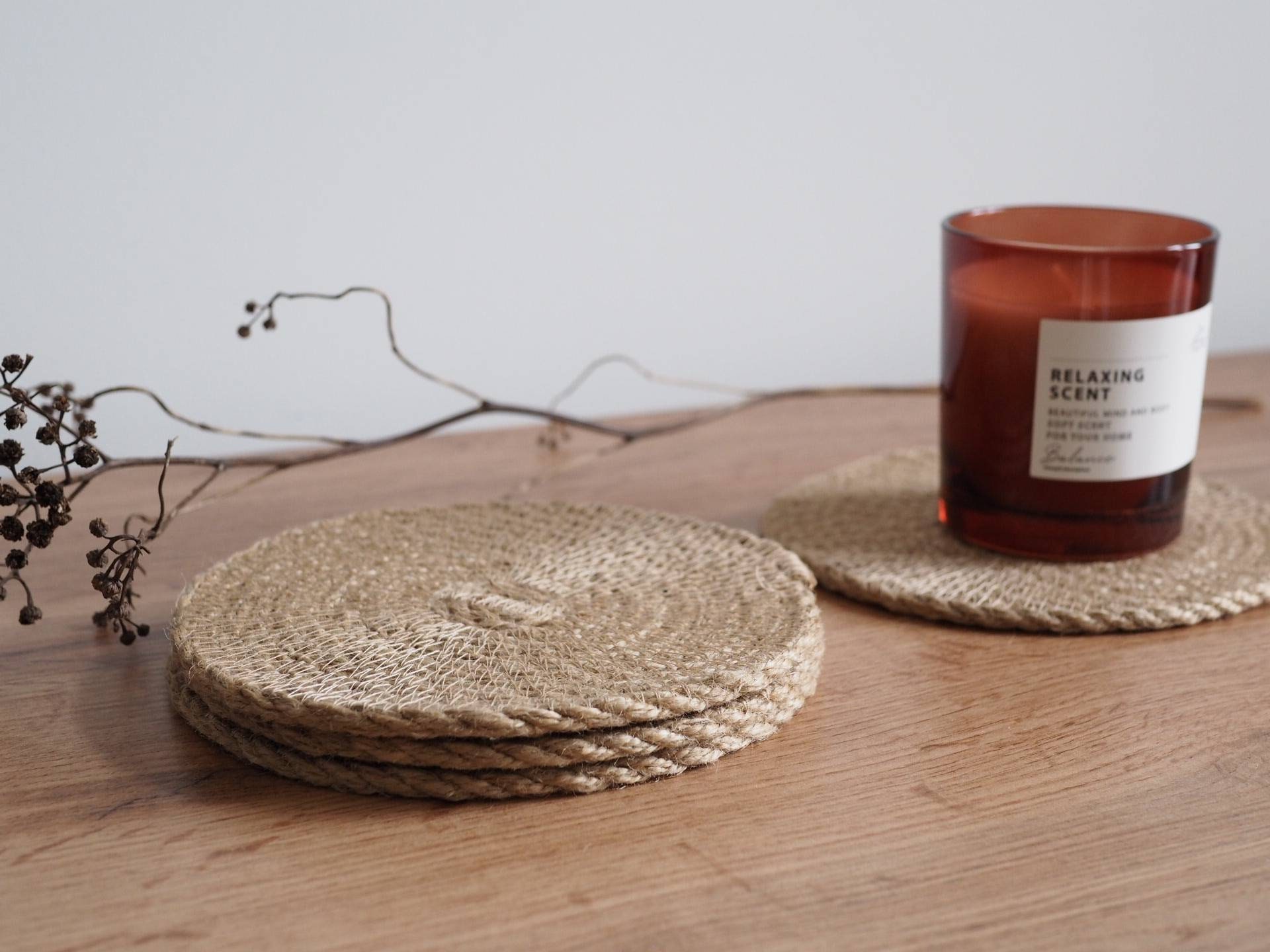 Set of 2 Jute Coasters Rustic Coastersrustic Jute Placemats Etsy