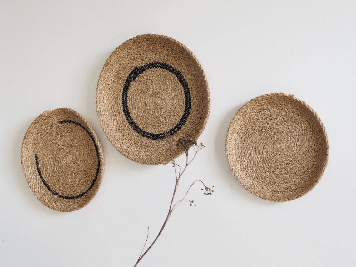 Set of 3 Wall Jute Baskets Basket Wall Decor Woven Wall | Etsy