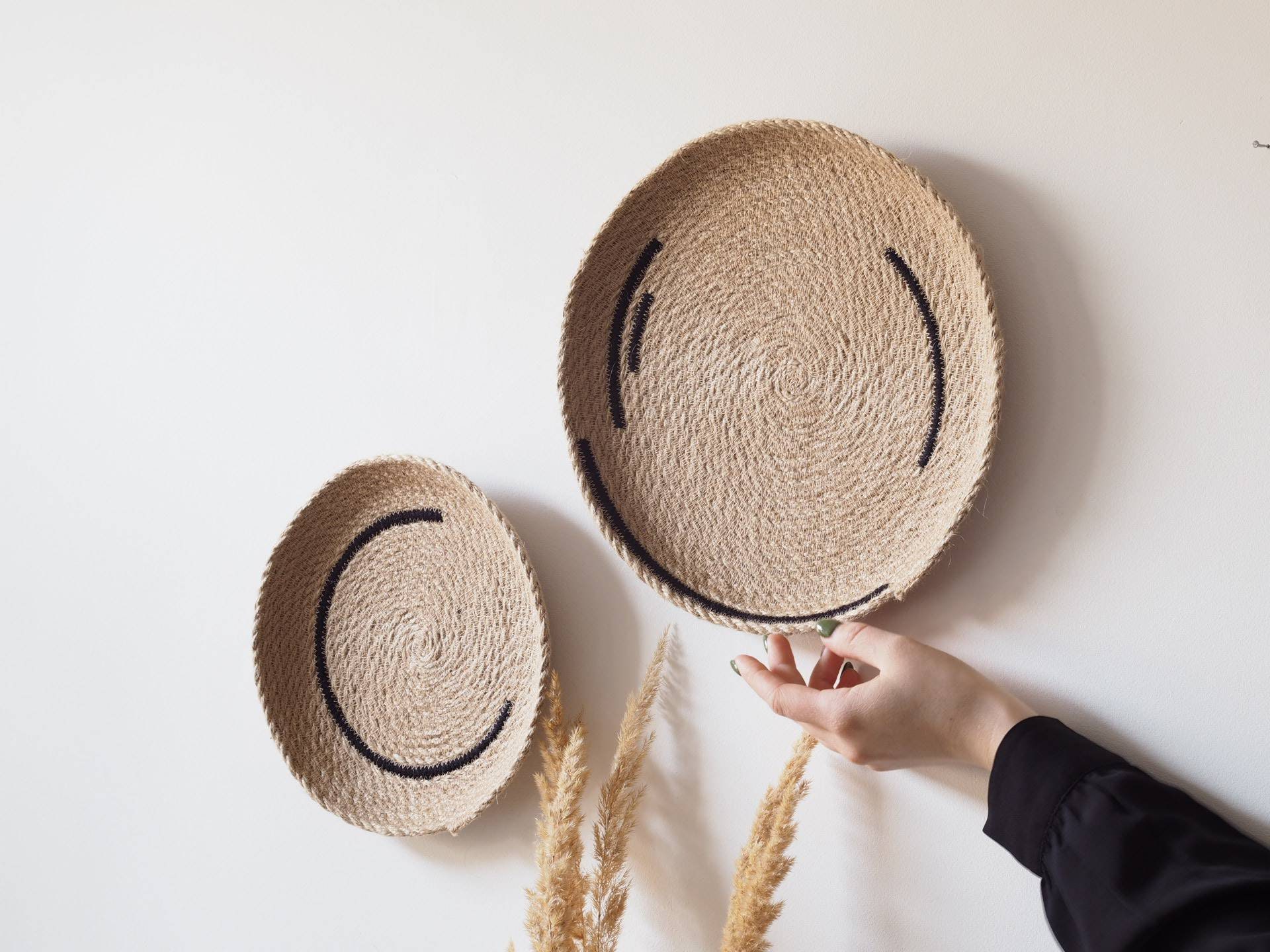 Set of 2 Wall Jute Baskets Basket Wall Decor Woven Wall Etsy UK