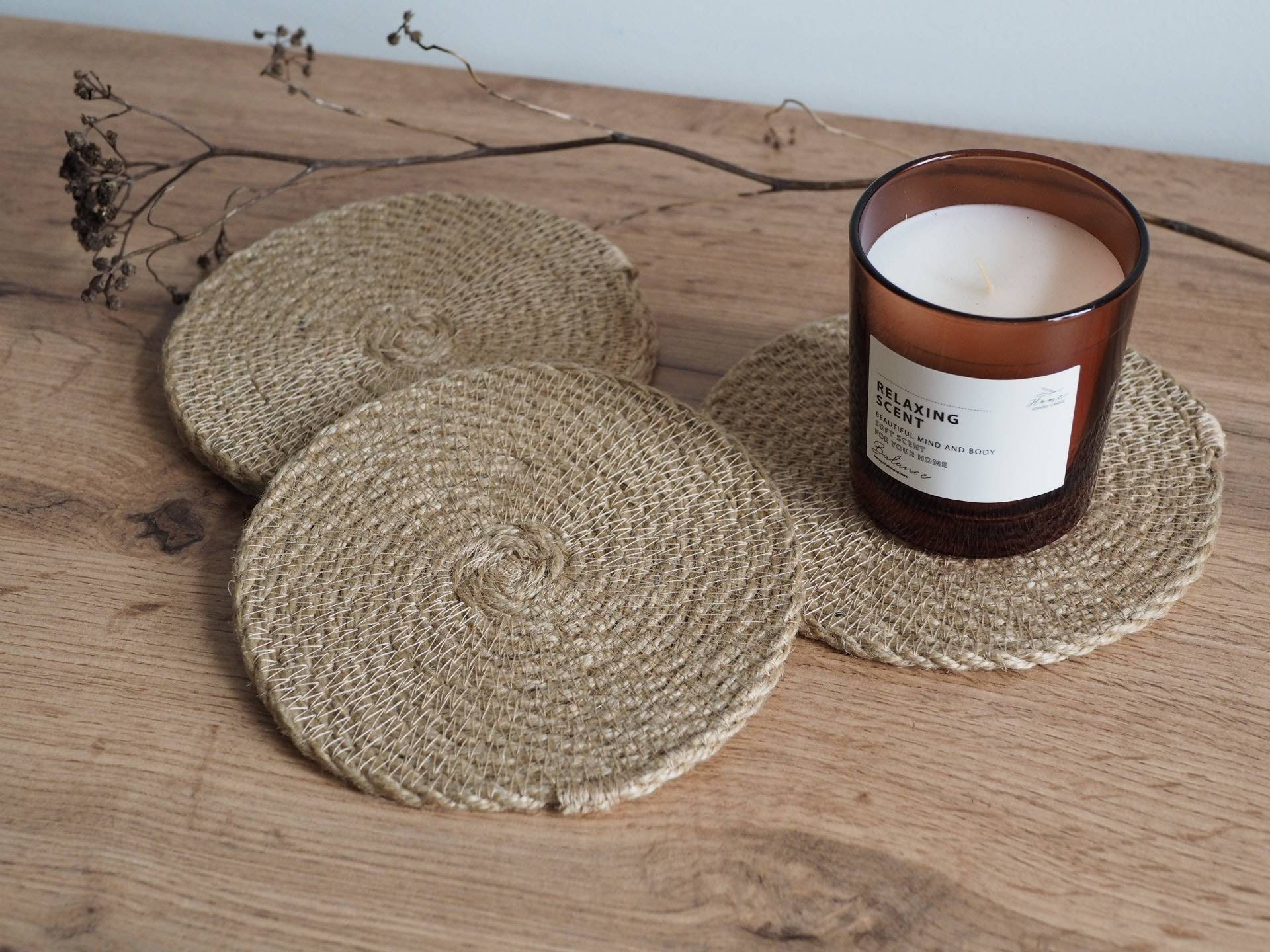 Set of 2 Jute Coasters Rustic Coastersrustic Jute Placemats Etsy