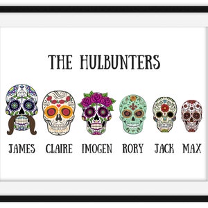 Skull Art Family Family Wall Print, Personalized Skull, Skull Wall ...