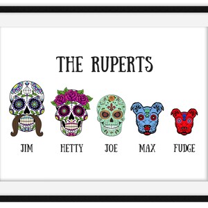 Skull Art Family Family Wall Print, Personalized Skull, Skull Wall ...