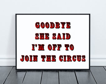 Personalised Circus Letters, Circus Print, Circus Sign, Movie Quote Print, Poster, Print, Wall Art, Personalized, Quote Prints, Quotes