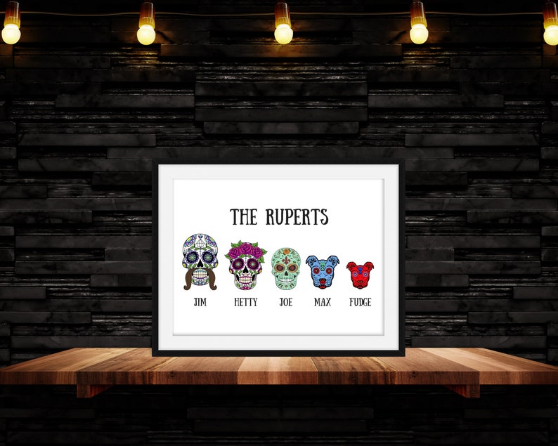 Skull Art Family Family Wall Print Personalized Skull - Etsy