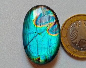 AAA+++Top Multi Rare Sky Flashy Labradorite Cabochon, Pierre de fabrication de bijoux en argent, Pierre précieuse en vrac, 30X20X8 mm 45 Crt Pierre à bijoux en cuivre