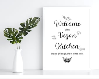 Vegan Kitchen Quote, Digital Art, Digital Print, Vegan Art, Kitchen Signs, Kitchen Wall Decor, Kitchen Definition Print, Inspirational Quote