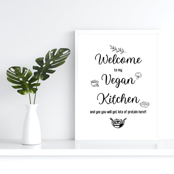 Vegan Kitchen Quote, Digital Art, Digital Print, Vegan Art, Kitchen Signs, Kitchen Wall Decor, Kitchen Definition Print, Inspirational Quote