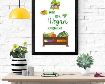 Presupuesto de cocina vegana, Arte digital, Impresión digital, Arte vegano, Carteles de cocina, Decoración de la pared de la cocina, Impresión de definición de cocina, Cita inspiradora