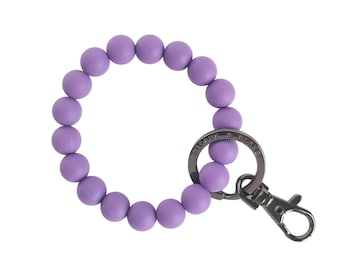 PETITE AMETHYST Bracelet Key Ring with silicone beads, gunmetal clip for her, mom, sister, friend, bridesmaids gifts, Mother's day gift idea