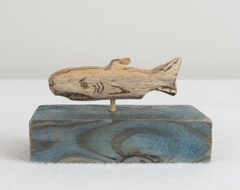Steve, Driftwood Sculpture, Shark Ornament, Wooden Sea Life Decoration.