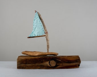 The Eye of The Storm. Yacht. Boat. Sailing. Driftwood sculpture. Ornament. Interior design. Unique.