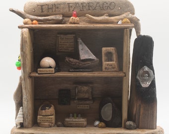 The Farrago, Driftwood Sculpture, Strange Collection, Wooden Ornament, Unique Gift, Miniature Diorama, Melissa Bastiani, Magical, Fantasy.