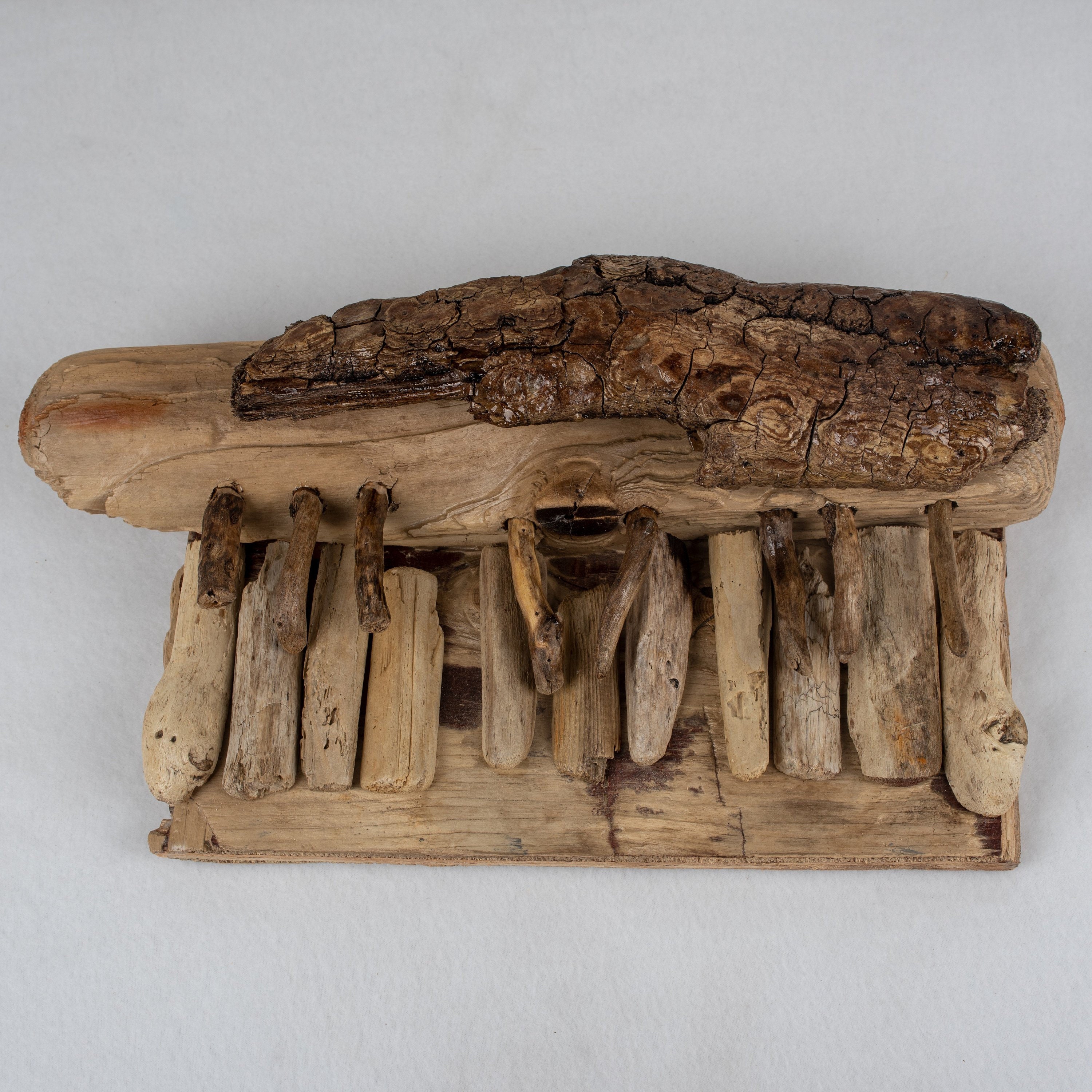 Bach or Bark. Driftwood sculpture. Piano. Keyboard. Ornament. Etsy