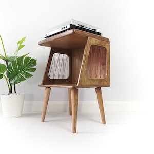 Modern Record Player Stand / Vinyl Storage / Wooden Turntable Stand /Wooden Media Unit/ Bedside Table /  Birch Plywood Furniture