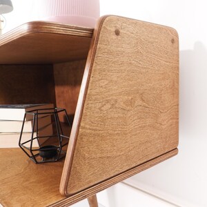Meuble TV moderne Mid-Century, console multimédia rétro, système de divertissement en bois massif, support pour platine vinyle image 18