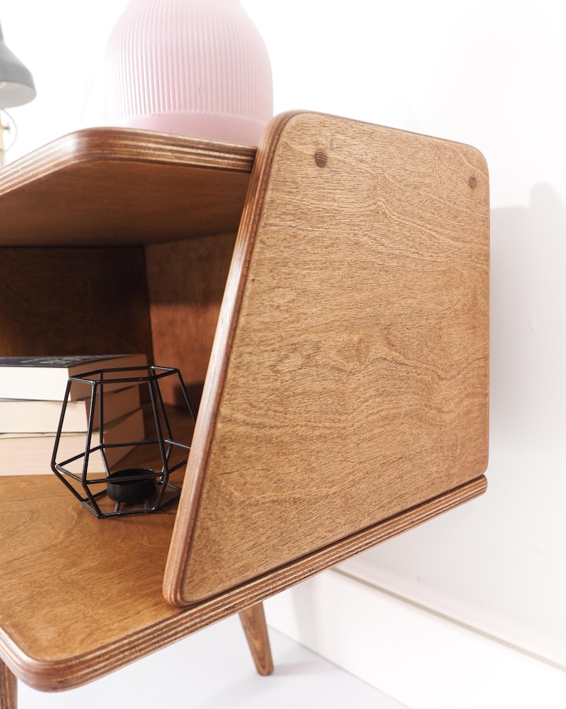 Meuble TV moderne Mid-Century, console multimédia rétro, système de divertissement en bois massif, support pour platine vinyle image 18