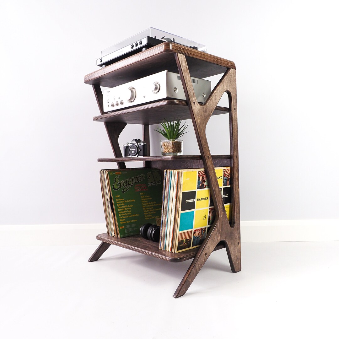 Mid Century Modern Record Player Table / Vinyl Records Storage Unit