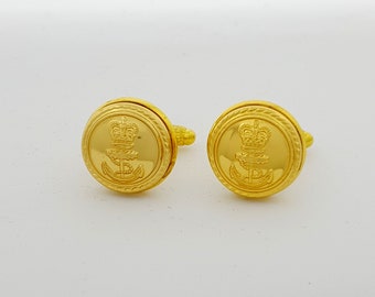 Historical luxury cufflinks military remembrance, Current Queen Elizabeth II, Royal Navy Officer buttons