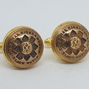 Historical cufflinks, military remembrance, Queen Victoria Mahdist/Boer Wars Black Watch Royal Highlanders buttons