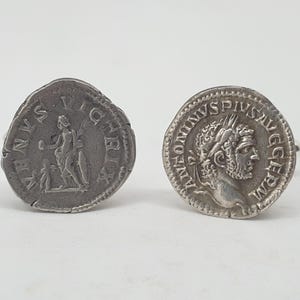 Historical Roman silver Coin cufflinks, Emperor Antoninus Pius 138-161 AD, silver coin cufflinks