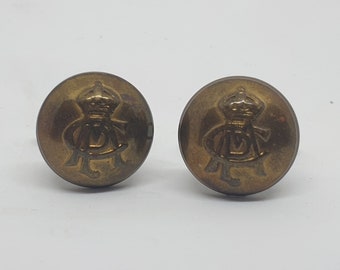 Boutons de manchette de luxe historiques, souvenir militaire, roi Édouard VII, boutons de la police à cheval du Cap d'Afrique du Sud