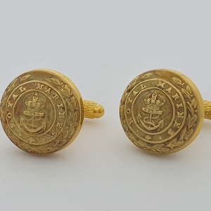 Historical luxury cufflinks military remembrance WWII, Second World War, Royal Marines buttons