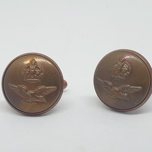 Historical cufflinks, military remembrance, WWII, Royal Air Force brass buttons