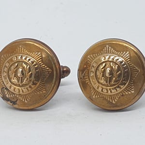 Historical Victorian Cheshire Regiment button cufflinks, military remembrance, Queen Victoria