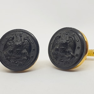 Historical United States Navy black button cufflinks, USA veteran military remembrance, Post-WWII