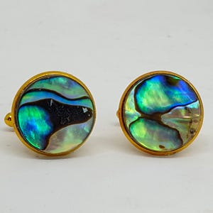 Luxury Cufflinks, semi-precious gemstone, New Zealand Paua Shell (black abalone) cufflinks
