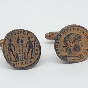 Historical Roman Coin cufflinks, Emperor Flavius Julius Constans 337-350 AD, bronze coin cufflinks