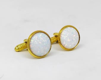 Gemelos de lujo, gemelos australianos con ópalo blanco de fuego multiflash.