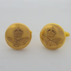 Historical cufflinks, military remembrance, WWII, Royal Air Force gilt buttons