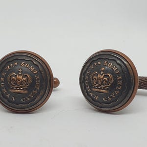 Historical cufflinks military remembrance Queen Victoria 1840-50s Victorian North Somerset Yeomanry Cavalry buttons