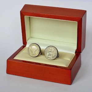 Historical Luxury Cufflinks, military, remembrance, 1855 Victorian fourpence coin