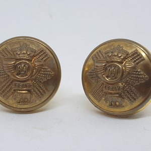 Historical cufflinks, military remembrance, Queen Victoria Egyptian/Boer Wars Highland Light Infantry buttons