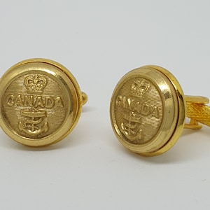Historical luxury cufflinks military remembrance, Queen Elizabeth II, Royal Canadian Navy Petty Officers&#39; buttons