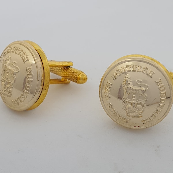 Historical Luxury Cufflinks, military remembrance, Queen Elizabeth II, The King's Own Scottish Borderers buttons