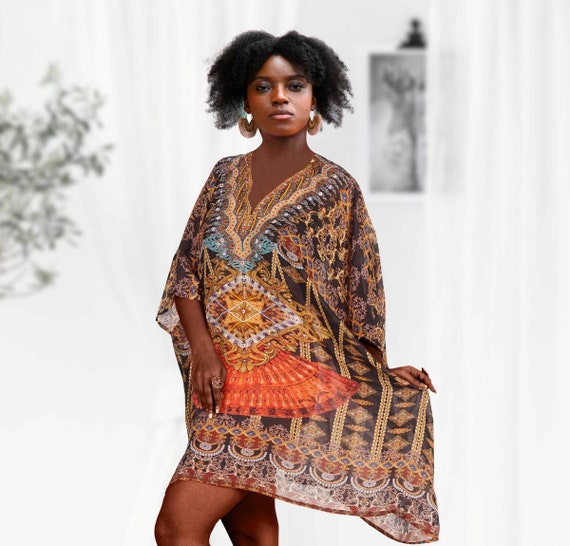 Loungewear Designer Short Silk Kaftan 
